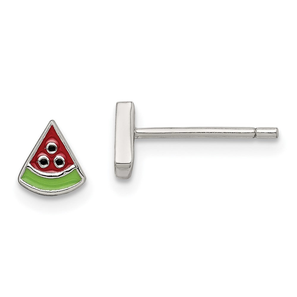 Sterling Silver Madi K Enameled Watermelon Post Earrings