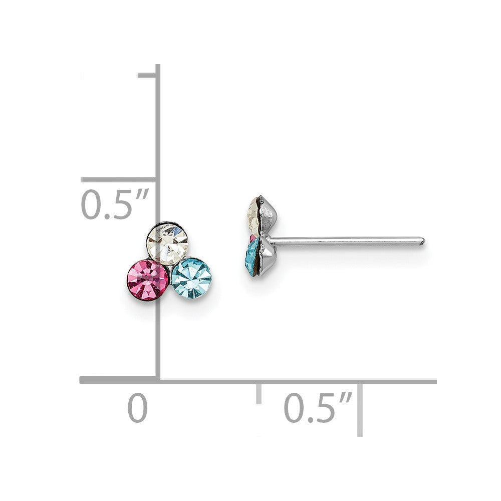 Rhodium-plated Silver Madi K Multi Colored Crystal Post Earrings