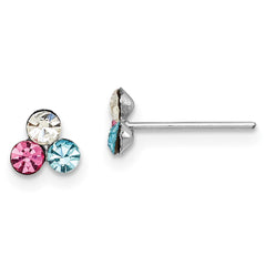 Rhodium-plated Silver Madi K Multi Colored Crystal Post Earrings