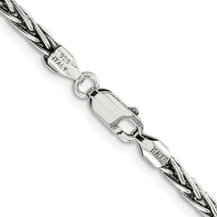 Sterling Silver Solid 3.25mm Antiqued Square Spiga Chain