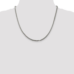 Sterling Silver Solid 3.25mm Antiqued Square Spiga Chain