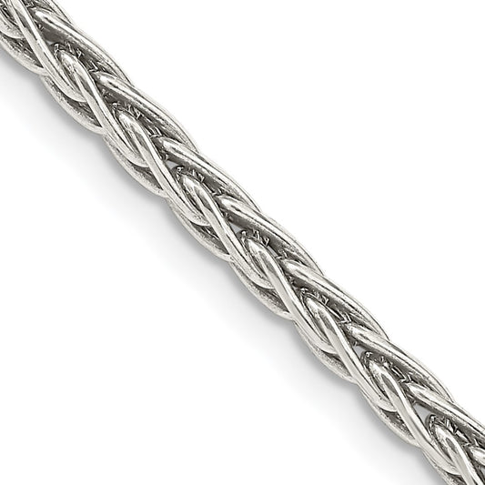 Sterling Silver Solid 3.25mm Antiqued Square Spiga Chain