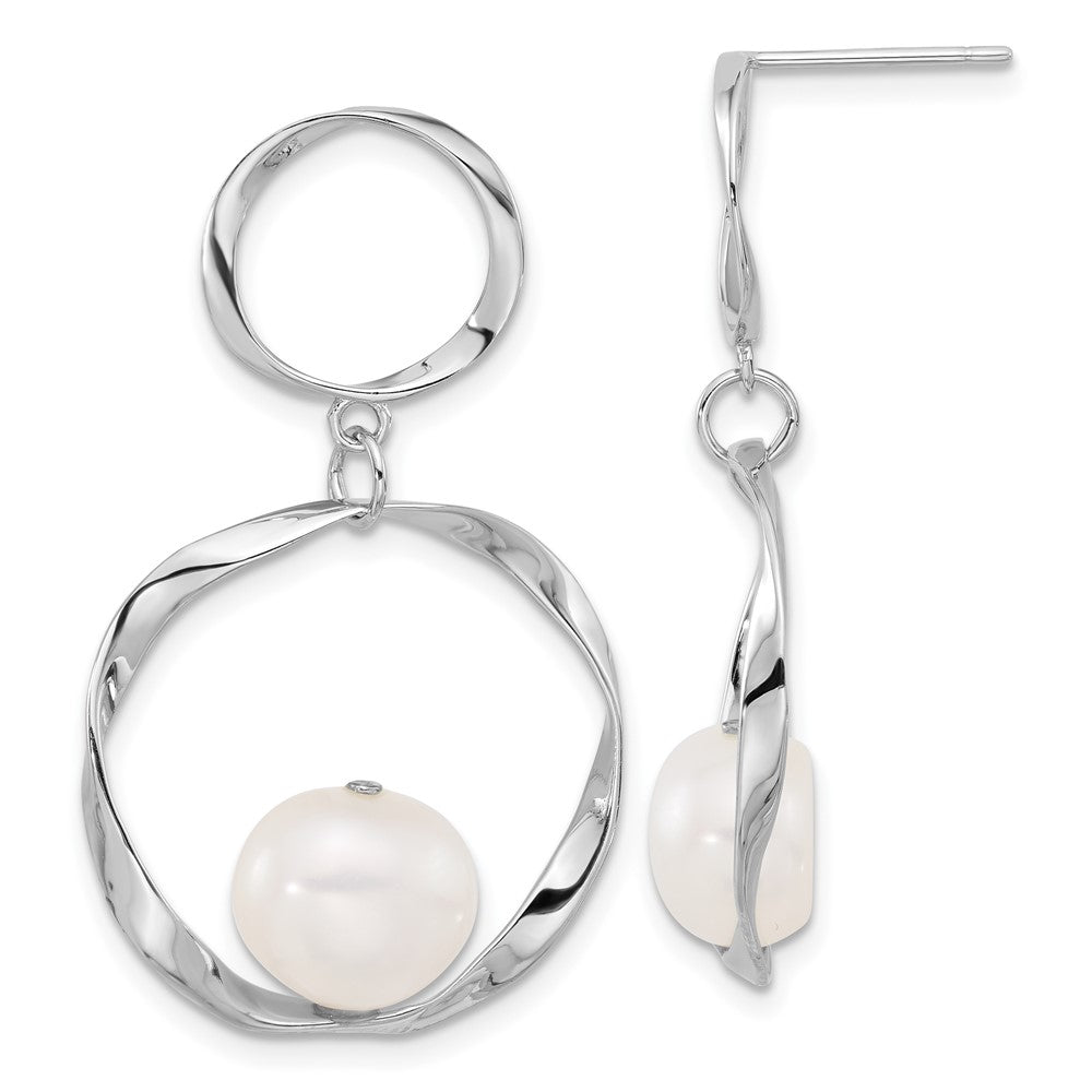 Rhodium-plated Silver 10-11mm FWC Pearl with 1.75in Necklace Earring Set