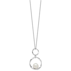 Rhodium-plated Silver 10-11mm FWC Pearl with 1.75in Necklace Earring Set