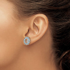 Rhodium-plated Sterling Silver Diamond & Swiss Blue Topaz Earrings Jacket