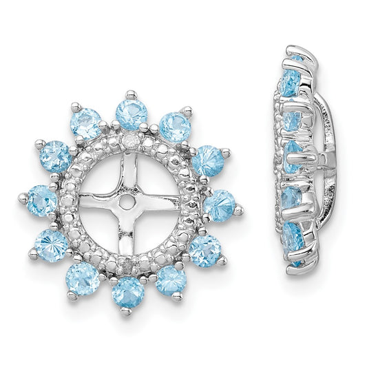 Rhodium-plated Sterling Silver Diamond & Swiss Blue Topaz Earrings Jacket