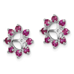 Rhodium-plated Sterling Silver Created Ruby Earrings Jacket