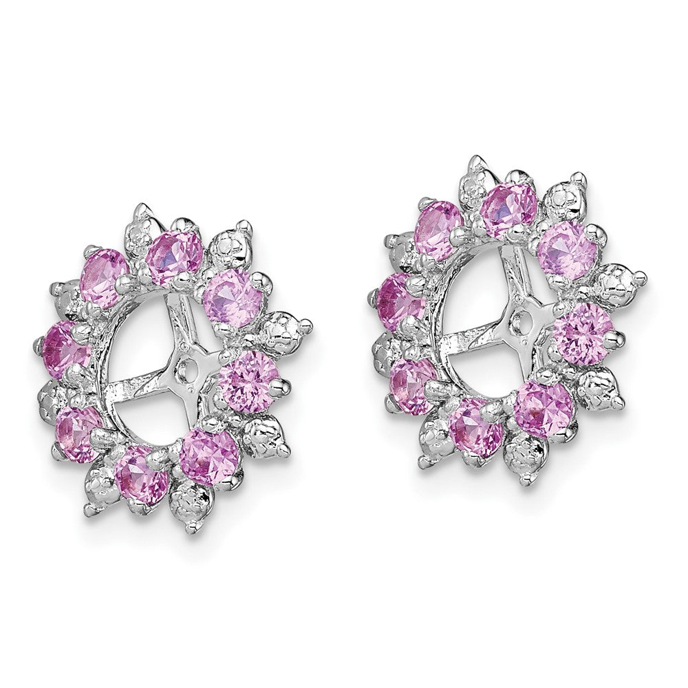 Rhodium-plated Sterling Silver Diamond & Created Pink Sapphire Earrings Jacket