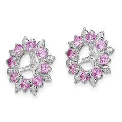 Rhodium-plated Sterling Silver Diamond & Created Pink Sapphire Earrings Jacket