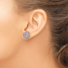 Rhodium-plated Sterling Silver Diamond & Created Pink Sapphire Earrings Jacket