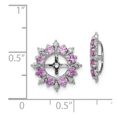 Rhodium-plated Sterling Silver Diamond & Created Pink Sapphire Earrings Jacket