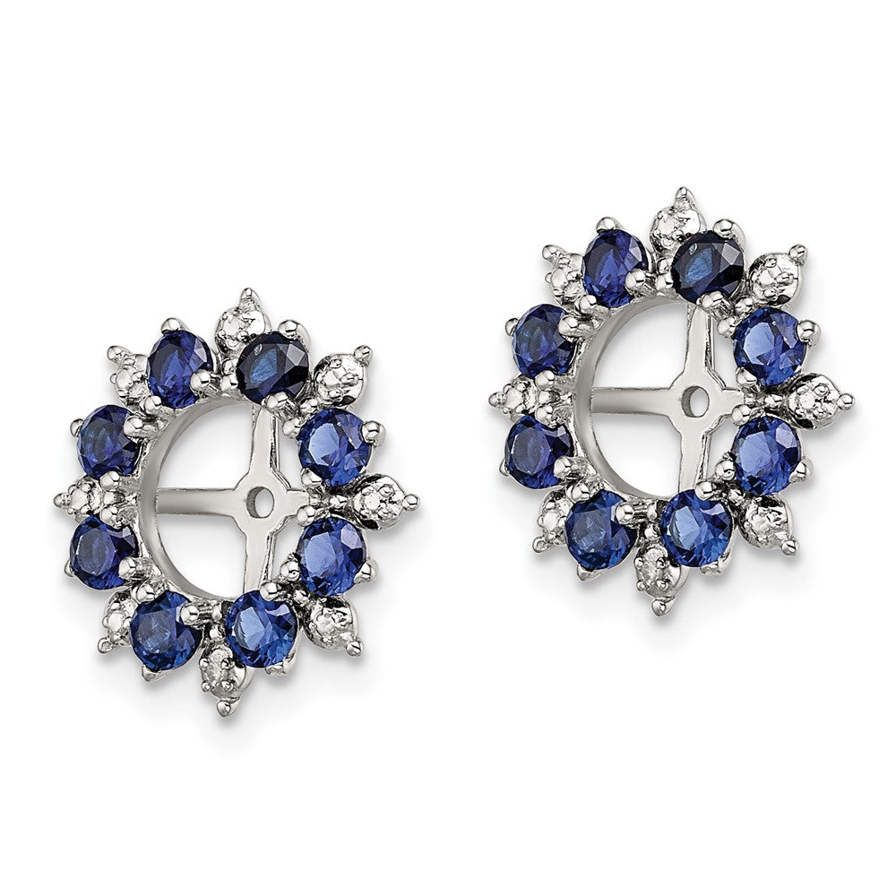 Rhodium-plated Sterling Silver Diamond & Created Sapphire Earrings Jacket