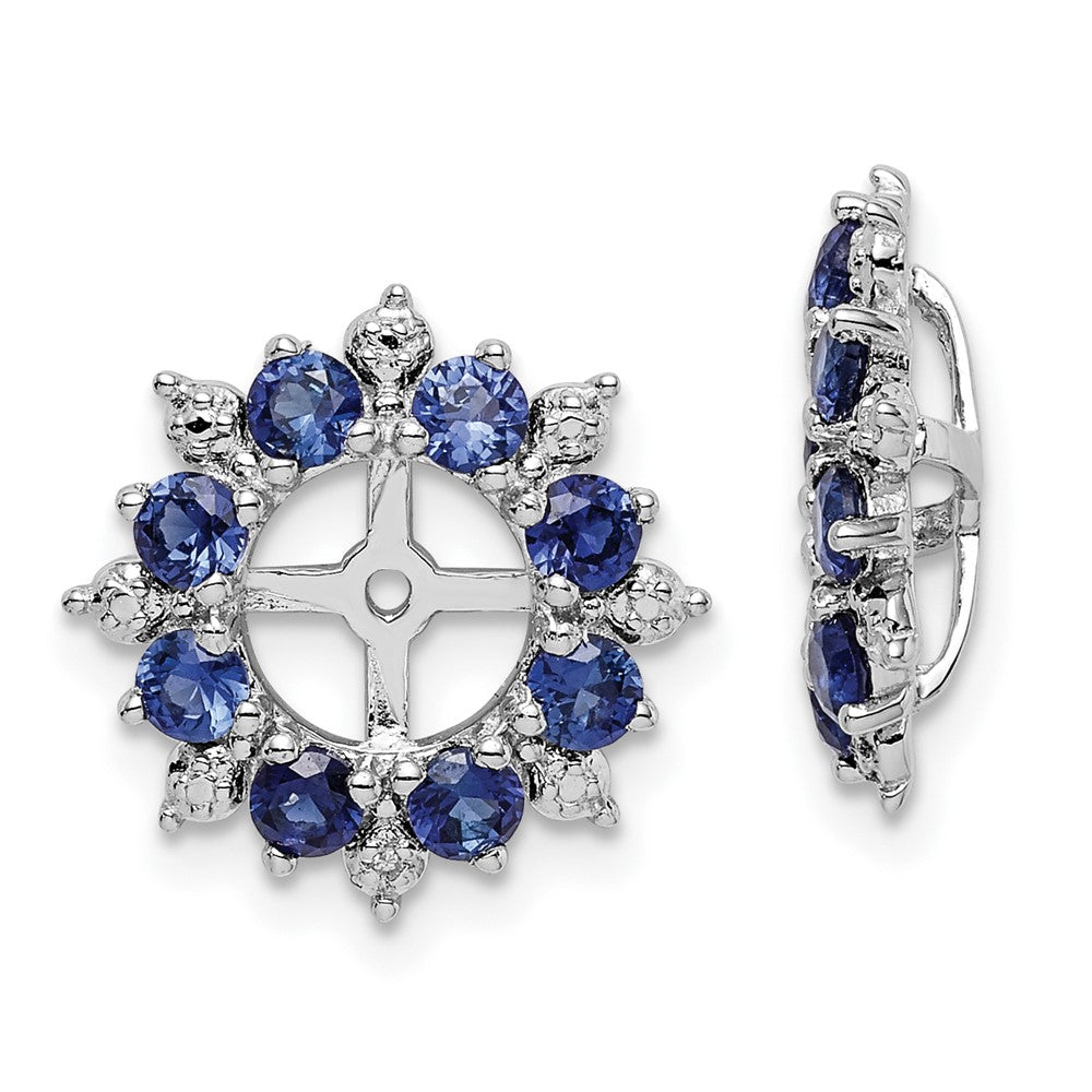 Rhodium-plated Sterling Silver Diamond & Created Sapphire Earrings Jacket