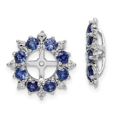 Rhodium-plated Sterling Silver Diamond & Created Sapphire Earrings Jacket