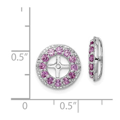 Rhodium-plated Sterling Silver Diamond & Created Pink Sapphire Earrings Jacket