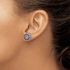 Rhodium-plated Sterling Silver Diamond & Created Sapphire Earrings Jacket