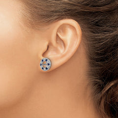 Rhodium-plated Sterling Silver Created Sapphire Earrings Jacket