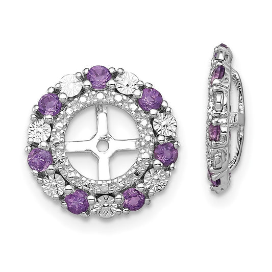 Rhodium-plated Sterling Silver Amethyst Earrings Jacket