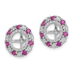 Rhodium-plated Sterling Silver Created Ruby Earrings Jacket