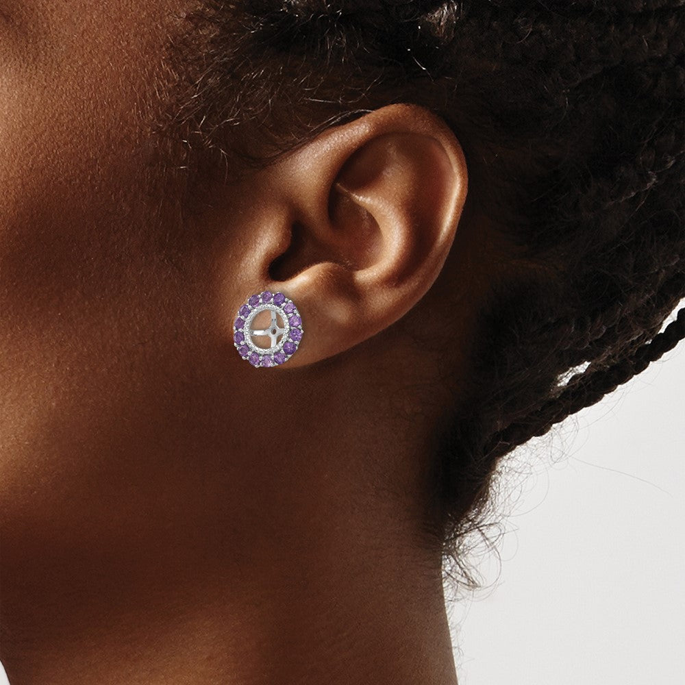 Rhodium-plated Sterling Silver Diamond & Amethyst Earrings Jacket