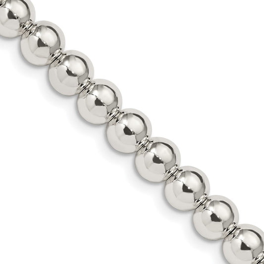 Sterling Silver 6.10mm Beaded Box Chain