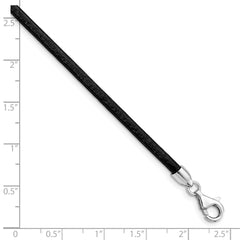 Sterling Silver 3mm Black Leather Necklace