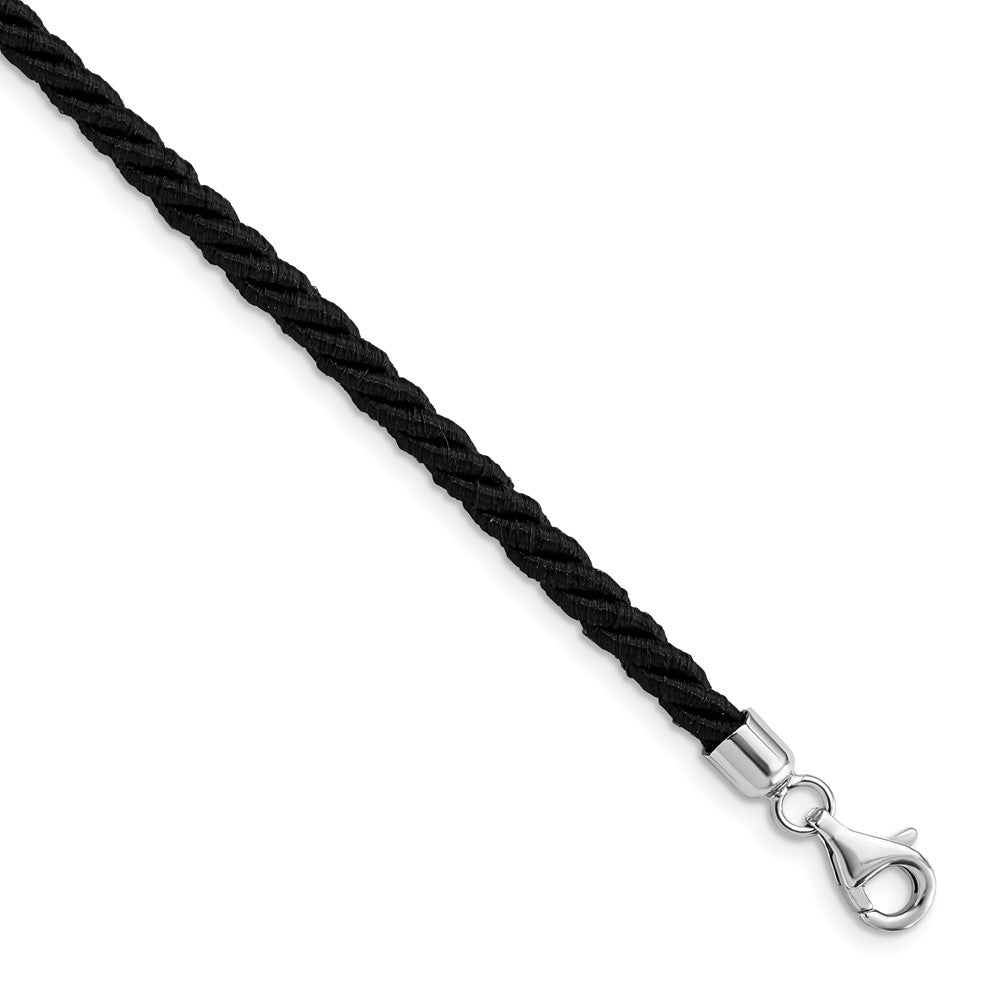 Sterling Silver 4mm Black Satin Cord Necklace