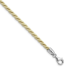 Sterling Silver 4mm Cream Satin Cord Necklace