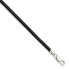 Sterling Silver 3mm Black Leather Necklace