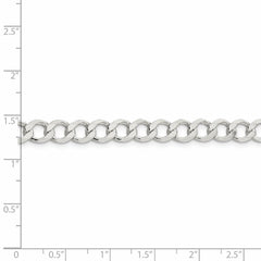 Flache Panzerkette aus poliertem Sterlingsilber, 6,4 mm