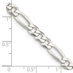 Sterling Silver 5.5mm Polished Flat Figaro Chain