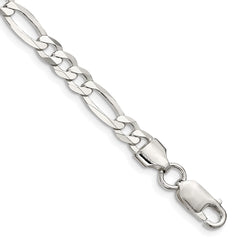 Sterling Silver 5.5mm Polished Flat Figaro Chain