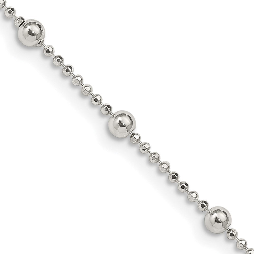Sterling Silver 1.15mm Diamond-cut Beaded Chain
