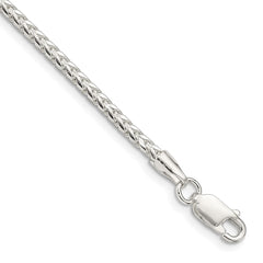 Sterling Silver 2.55mm Diamond-cut Square Franco Chain