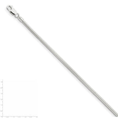 Cadena de serpiente redonda de plata de ley de 2,5 mm