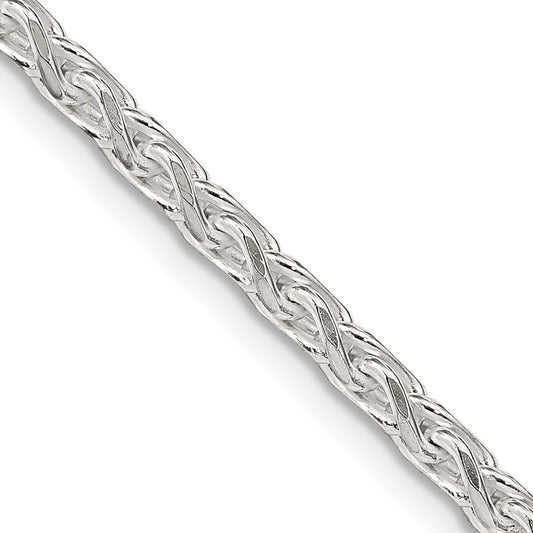 Sterling Silver 3.50mm Diamond-cut Round Spiga Chain