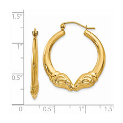 14K Yellow Gold Polished Ram Hoop Earrings