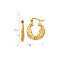14K Yellow Gold Dolphin Hoop Earrings