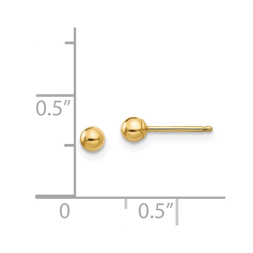 14K Yellow Gold Madi K Polished 3mm Ball Post Earrings