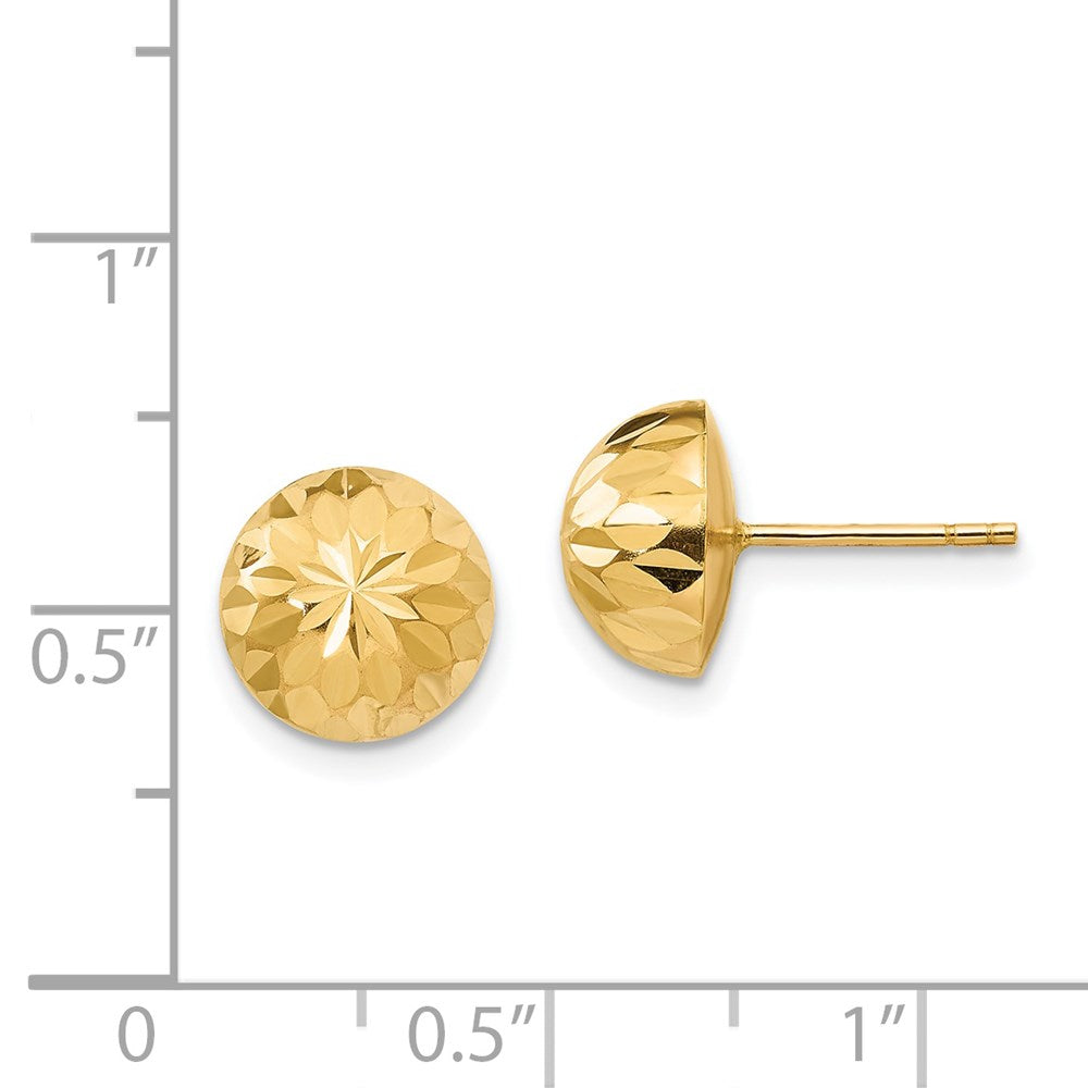 14K Yellow Gold Madi K Polished & Diamond-cut 9mm Button Post Earrings