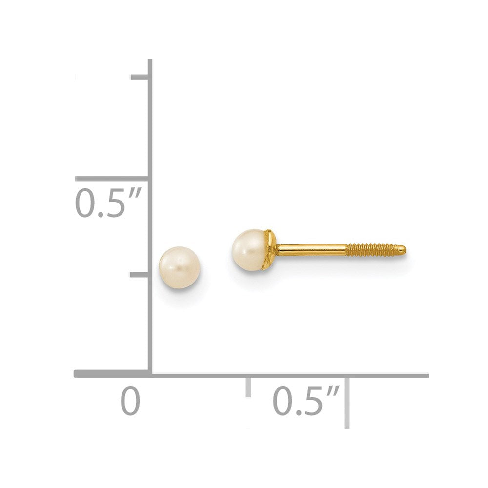 14K Yellow Gold Madi K 2-3mm Button FWC Pearl Screwback Post Earrings