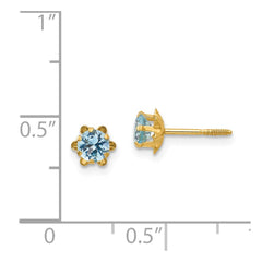 14K Yellow Gold Madi K 4mm Synthetic (Mar) Screwback Stud Earrings