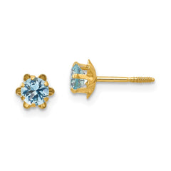 14K Yellow Gold Madi K 4mm Synthetic (Mar) Screwback Stud Earrings