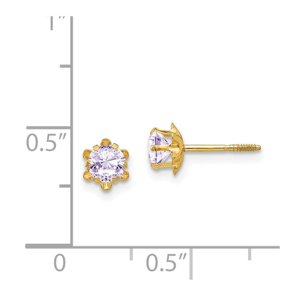 14K Yellow Gold Madi K 4mm Synthetic (Jun) Screwback Earrings