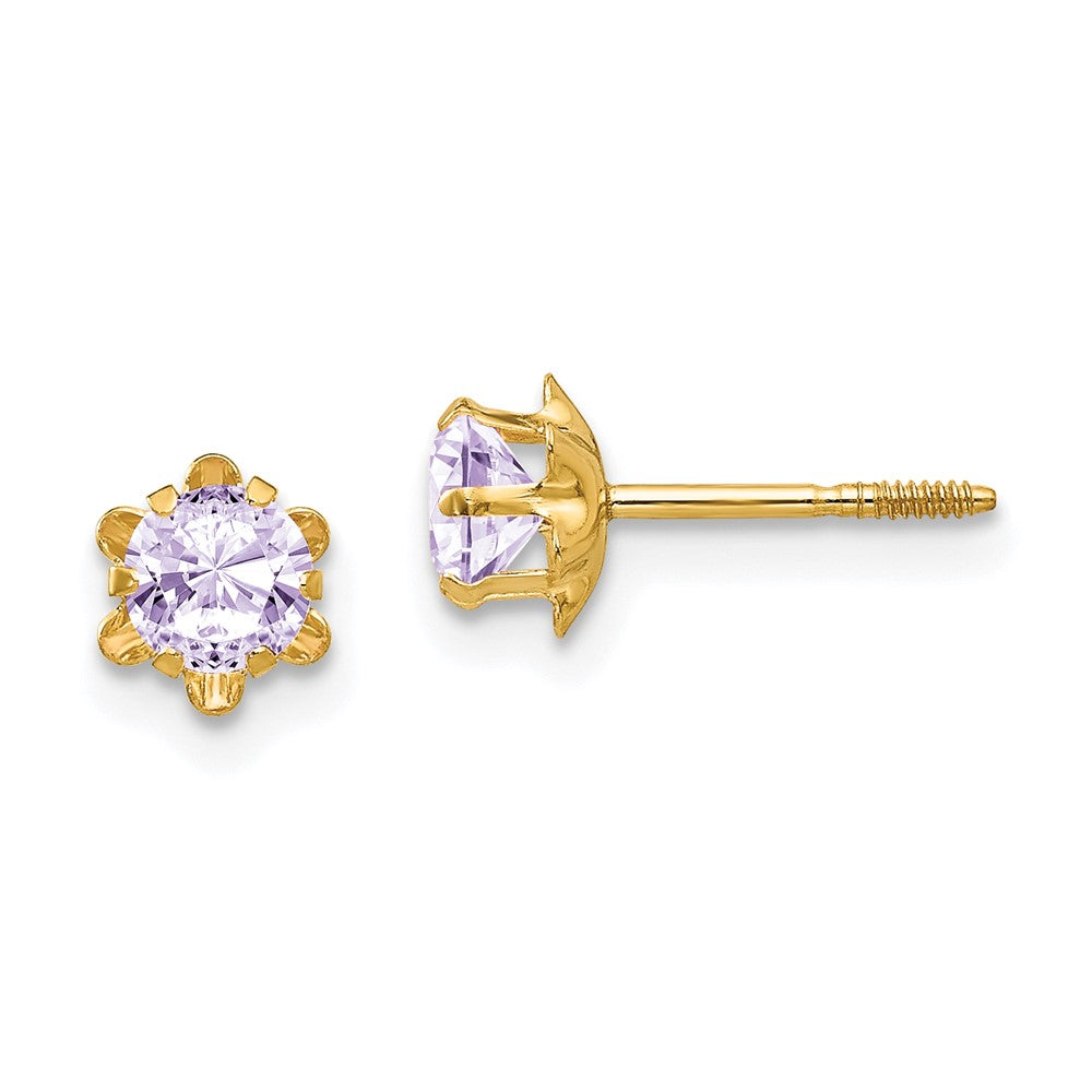 14K Yellow Gold Madi K 4mm Synthetic (Jun) Screwback Earrings