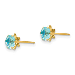 14K Yellow Gold Madi K 5mm Synthetic (Mar) Stud Earrings
