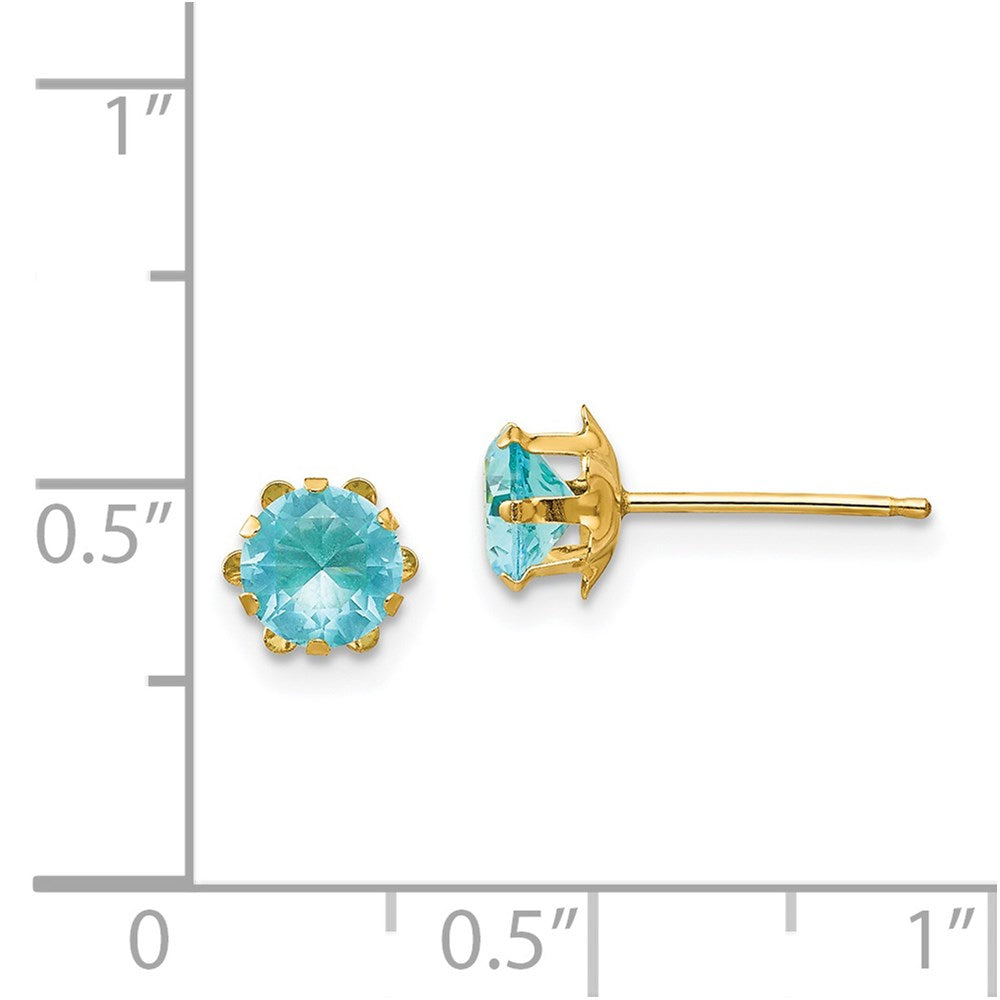 14K Yellow Gold Madi K 5mm Synthetic (Mar) Stud Earrings