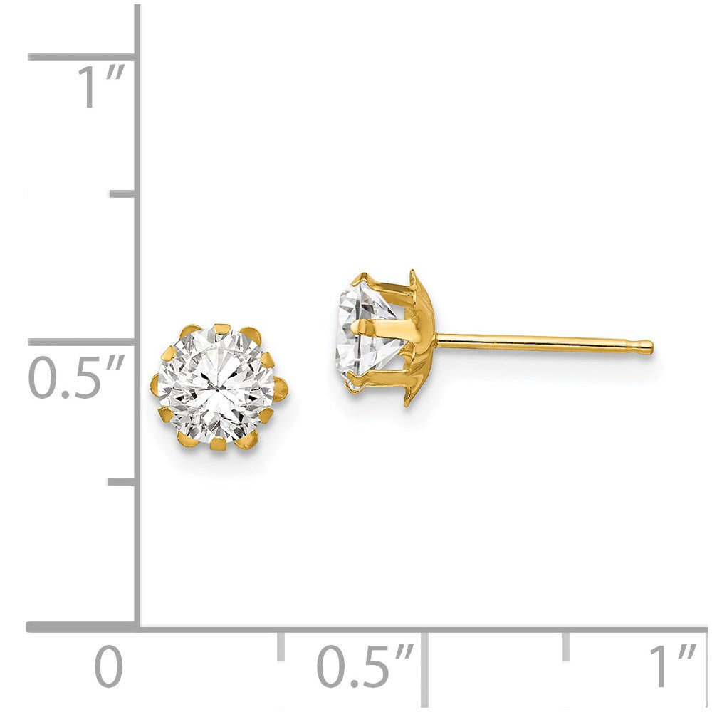 14K Yellow Gold Madi K 5mm Synthetic (Apr) Earrings