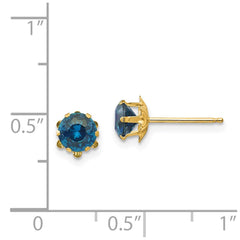 14K Yellow Gold Madi K 5mm Synthetic Blue Topaz (Dec) Stud Earrings