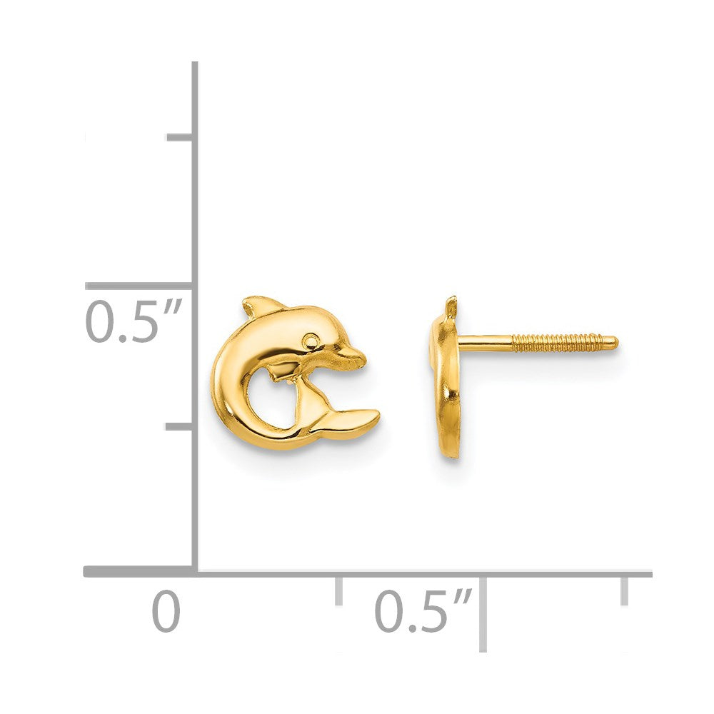 14K Yellow Gold Madi K Dolphin Post Screwback Earrings